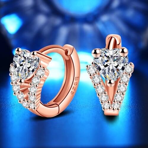 KOFSAC New Fashion Rose Gold Women Earrings Jewelry Top Quality Cubic Zirconia Stones Earrings For Women Party Date