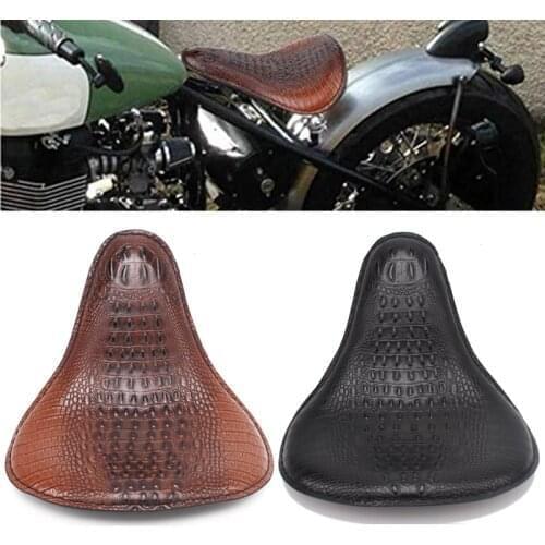 Motorcycle Retro Brown/Black Alligator Pattern Solo Seat For Harley Chopper Bobber Leather Saddle Seat Honda Yamaha Xs650