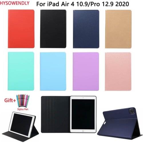 HYSOWENDLY Folding Flip Case For iPad Air 4 10.9'' Inch Smart Stand Silicone PU Leather Tablet Cover for iPad Pro 12.9 2018 2020