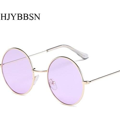 Round Sea Color Round Sunglasses Men Round Metal Mens Sunglass Brand Designer Retro Glasses UV400 sunglasses for women