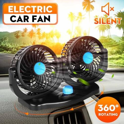 24V 12V 360 Degree All-Round Adjustable Car Auto Air Cooling Dual Head Fan Low Noise Car Auto Cooler Air Fan Car Fan Accessories