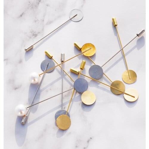 High Quality Gold/Rhodium Simulated Pearl Alloy Copper Long Brooch Pin For DIY Brooches Dress Jewelry Accessories