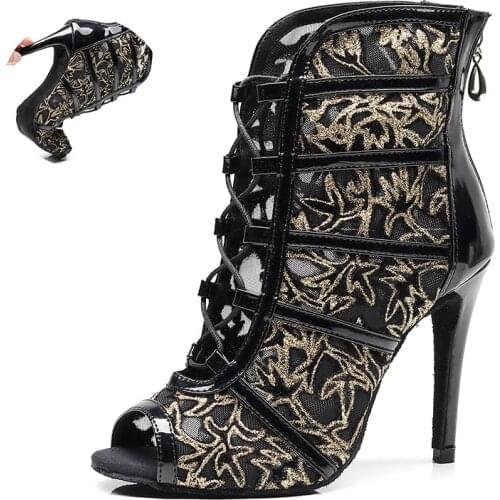 Women High Top Dance Shoes For Girls High Heel Ballrooms Salsa Dance Sandals For Woman Soft Bottom Practice Latin Dance Boots