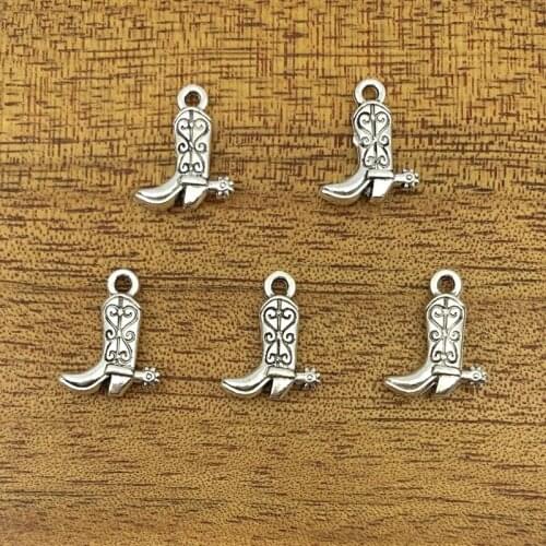 10 pieces of cowboy boots 16*13mm Tibetan silver plated pendant jewelry DIY handmade craft pendant alloy
