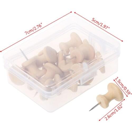 15Pcs Nautral Cork Wooden Pushpins Thumbtack Board Pins Drawing Photo Wall Studs Office School Supplies