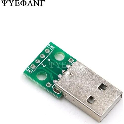 2PCS USB Male Head Turns Dip 2.54mm Straight Plug 4p Straight Plug Welded Mobile Phone Power Supply Data Cable