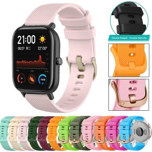 22/20/18mm Silicone Bracelet For Huami Amazfit GTR 42/47mm/Bip U/S Smart Watch Band Strap For Venu SQ 245 645 Sport Wristband
