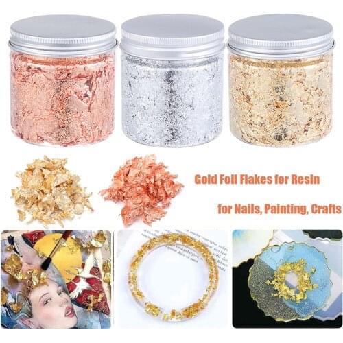 3/5/10g Shiny Resin Mold Fillings Gold Leaf Art Decoration Gold Foil Filling Materials Gold Flakes for Resin Jewelry Making Tool