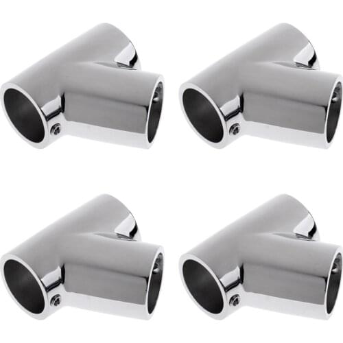 4x 316 Stainless Steel Bow & Boat Hand Rail 60 Degree Tee Fitting 7/8'' Tube