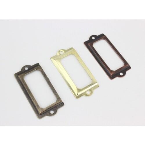 500Pcs 70x33mm antique Bronze finish Iron Label Frame Card Holderwith screws hardware tag frame drawer wood box sign frame rack