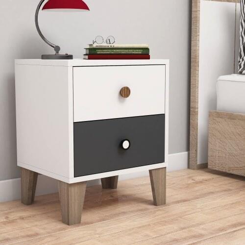 Bimossa Aztek 2 Drawers Nightstand White Modern Bedroom