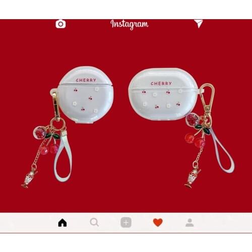 Earphone Cases For Freebuds 3 Pro Clean Cartoon Cherry Flower Headset Case For Huawei Freebuds Pro Silicone Cover with Keychain