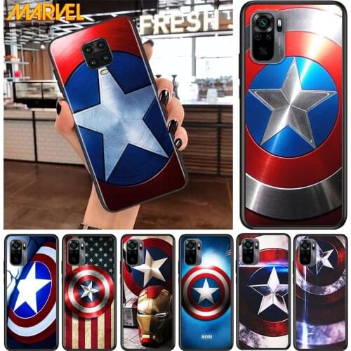 Captain America shield Marvel for Xiaomi Redmi Note 10 10S 9 9T 9S 9Pro Max 8T 8Pro 8 7 6 5 Pro 5A 4X 4 Soft Black Phone Case
