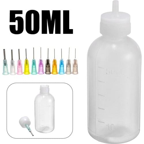 50ml Needle Tip Dispenser Bottle Solder Liquid Flux Dispensing Tool with 11 Needles for Dispenser Rosin Solder Flux Paste