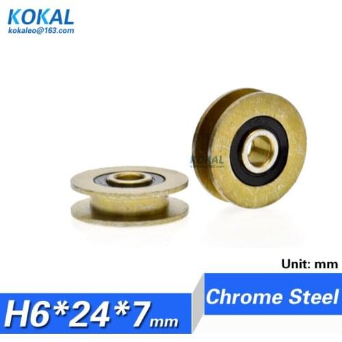 [H0624-7] 1PCS non-standard 696 606 626 ball bearing steel H Groove Electric Tools sliding wheel roller 6X24X7mm