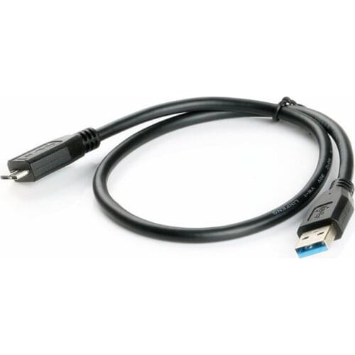 USB 3.0 Type A Male to Micro B Male Plug Adapter Cable Cord Flat Black 60cm