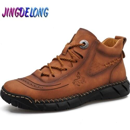 Classic Mens Boots Handmade Leather Mens Winter Boots Soft Comfortable Mens Leather Boots British Style Mens Footwear
