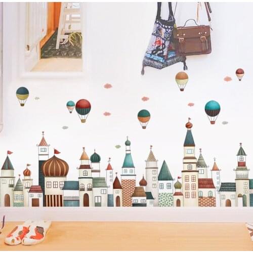 Colorful House Castle Wall Stickers for Kids Room Living Room Decoration Baby Nursery Bedroom Cartoon Wall Decal Home Decor NEW