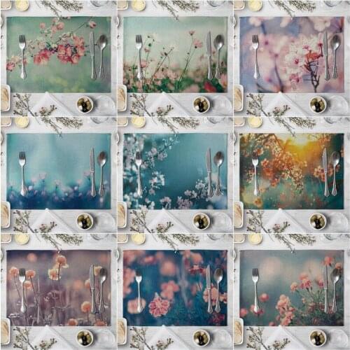 Landscape Flower Placemat For Dining Table Coaster Flower Home Decoration Accessories Modern Mat Pad