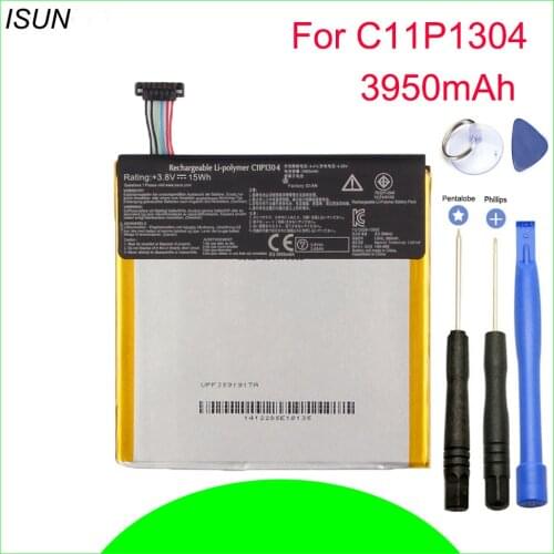 ISUNOO 3950mAh 15Wh C11P1304 Li-polymer battery for Asus Memo Pad Hd 7 Me173x K00b bateria with repair tools