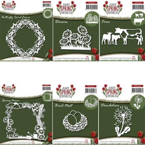 Piggy Craft metal cutting dies cut die mold Spring flowers frame bird nest Scrapbook paper craft knife mould blade punch stencil