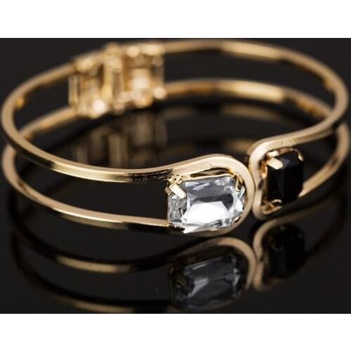 Fashion Elegant Women Bangle Wristband Bracelet Crystal Cuff Gold Color Charms Bracelets & Bangle