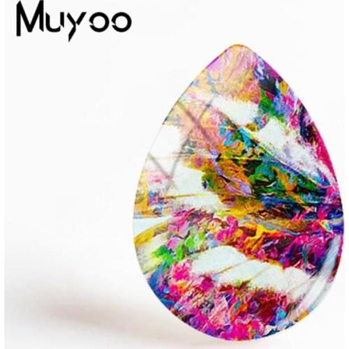 2018 New Colorful Butterfly Art Cabochon Butterfly Wings Tear Drop Cabochons Hand Craft Jewelry Gifts Women
