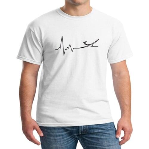 New Style Heartbeat Glider Printed T-Shirt Summer Short Sleeve 100% Cotton T Shirt Men Streetwear T-Shirt Casual Tees Tops