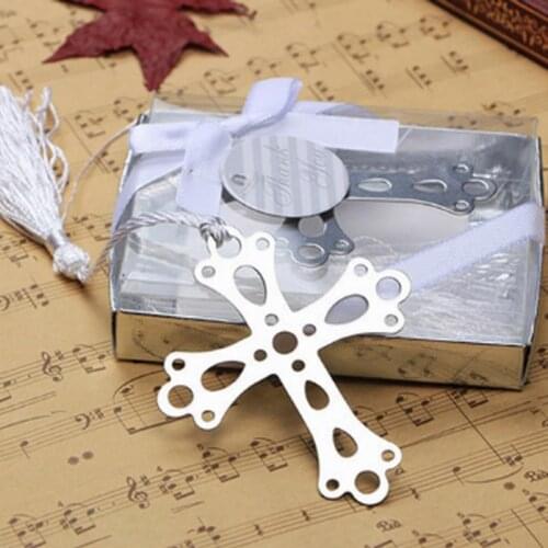 Wholesale 20PC Cross Bookmarks With Tassel Metal Bookmark Stationery Party Decoration Birthday Gifts Wedding Gifts
