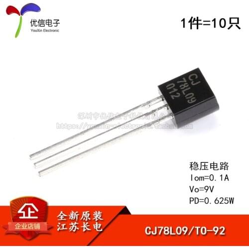 Original authentic CJ78L09 3% TO-92 0.1A / 9V / 0.625W line regulator circuit 10