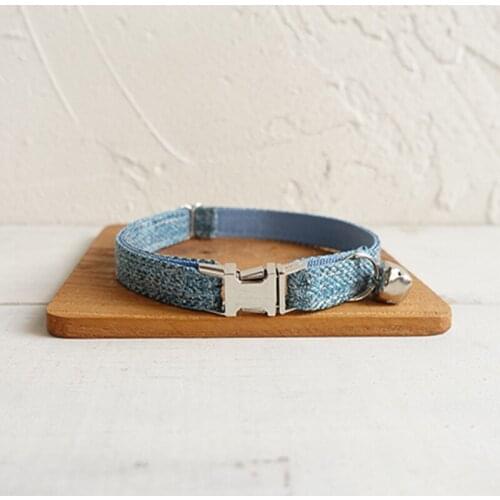 Pet Small Dog Collar THE SKY BLUE SUIT Adjustable Cat Nameplate ID 2 Sizes Poly Satin And Nylon Cat Collar Sash Small Bell