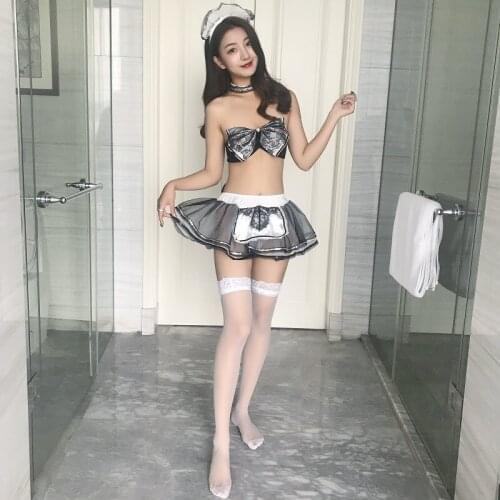 Sexy Bow Maid Cosplay Sexy Costumes Perspective Lingerie Underwear Servant Classical Erotic Lace Outfit Babydoll Sexy Outfit