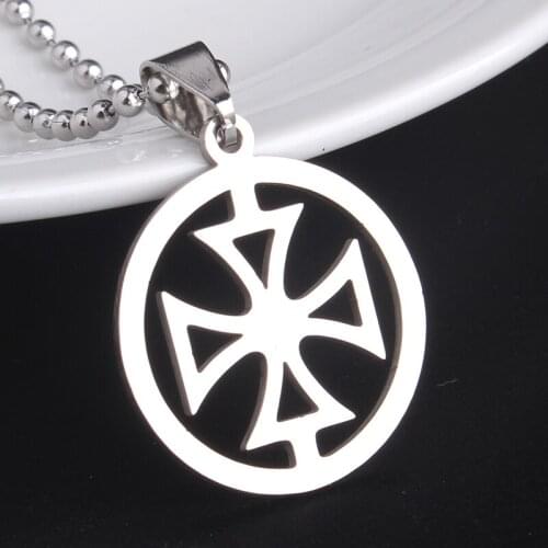 Hollow circular cross 316L Stainless Steel pendant necklaces bead chain for men women wholesale