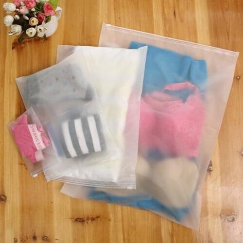 1PCS Portable Transparent Plastic Package Cloth Travel Waterproof Storage Bag Zip Travel Clothes Storage Self-sealed Organize