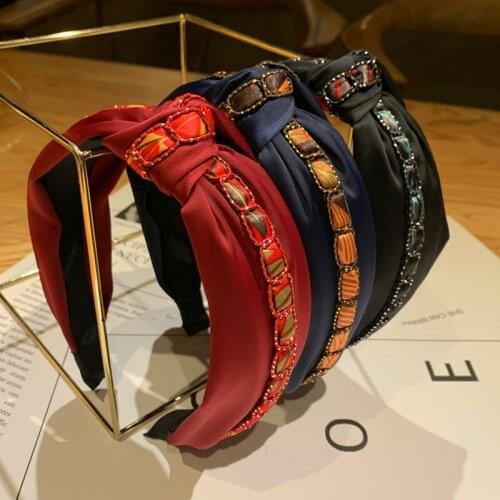 Folded Bow Headband Retro Cloth Buckle Chain Wide-brimmed Headband Hair Accessories Ladies Hairpin Headband