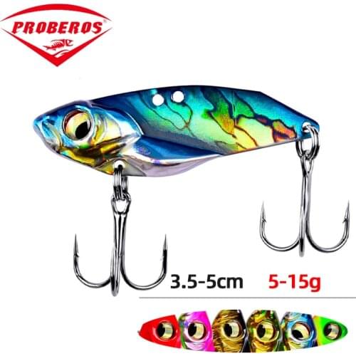 PRO BEROS 5/7/10/15g 3D EyesMetal Vib Blade Lure Sinking Vibration Baits Artificial Vibe for Bass Pike Perch Fishing 6 Colors