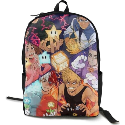 My Hero Academia Fashion Colleage Backpacks for School Travelling Hiking Teen Casual Daypacks Teenage Boys Girls School Bookbag