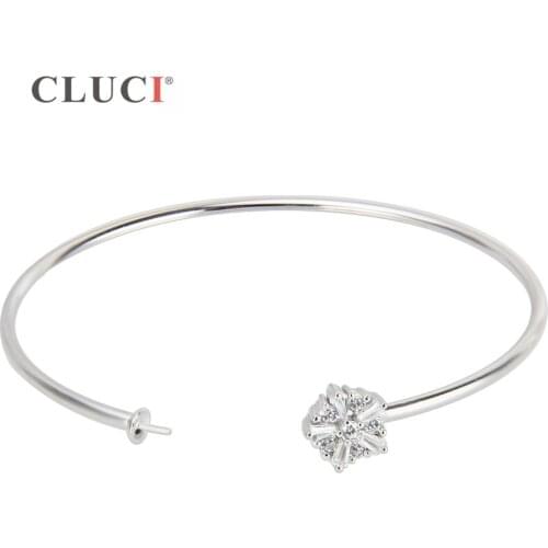 CLUCI five-pointed star 925 sterling silver bracelet accessary Adjustable Tiny Flower Bijoux bracelet to match pearl SB050SB