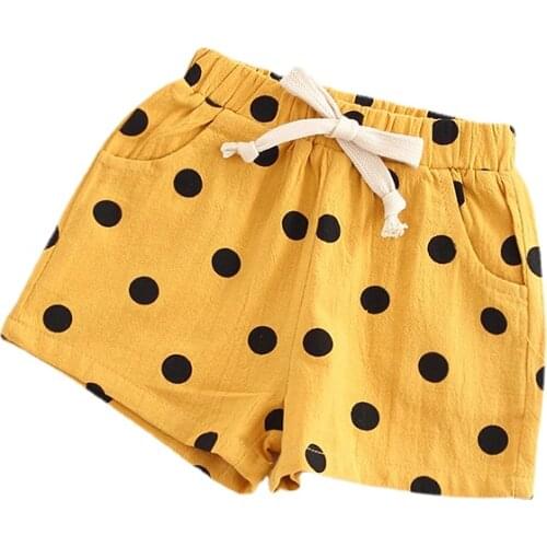 Summer New Kids Children Boys Girls Fashion Polka Dot Cotton Linen Beach Shorts Sports Short Pants Baby Clothing Dropshipping