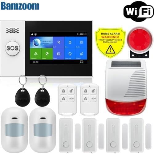 WiFi GSM home Security Protection smart Alarm System Touch screen Burglar kit Mobile APP Remote Control RFID Arm and Disarm