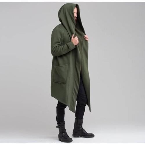 Mens Spring Autumn Trench Fashion Coat Trench Cardigan Punk Style Men Trench Coat Male Long Sleeve Coat Outwear