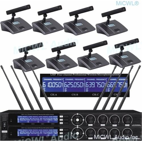 High Quality Condenser Conference Cardioid Microphone 8 Desk Gooseneck Digital Wireless Meeting System