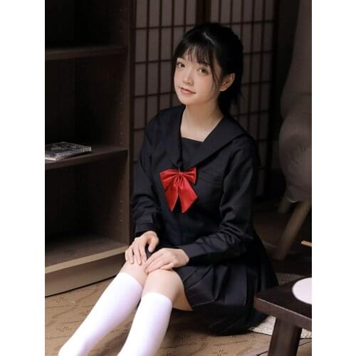 Japanese JK Uniform Suit Autumn and Winter Genuine Middle Dress Student Uniform Sailor Suit school girl skirt sailor shirt