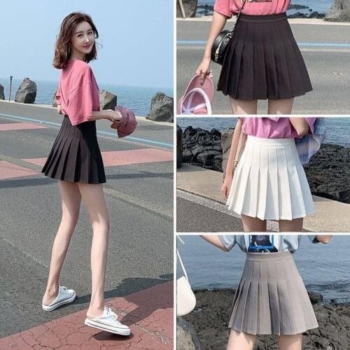 Fashion XS-XXL Autumn Summer Shirt Skirt High Waist Stitching Student Pleated Shirt Skirts Women Cute Sweet Girl 2021 Mini Skirt