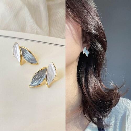 Summer small fresh leaf earrings female 925 sterling silver needles sweet temperament design Ear studs 2021 new creative jewelry
