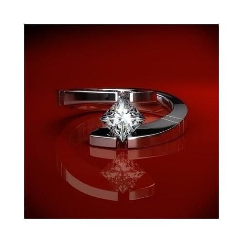 Female silver plated Geometric Square Ring Wedding Rings Jewelry Promise Engagement Rings for Women Wholesale jewelry