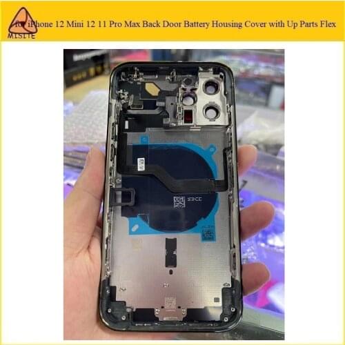 1Pc with Up Small Parts Back Battery Door Cover Assembly Flex For iPhone 12 Pro/12 Pro Max Rear Housing Metal Frame Body Chassis