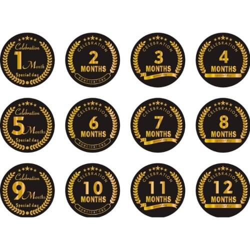 12 Pcs/Set Baby Pregnant Monthly Stickers Round Memory Recording Milestone Sticker Newborn Growth Photo Photography Props 69HE