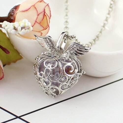 2PCS Angel Wing Cage Locket Pendant Memory Locket Pendant Cremation Jewelry Keepsake Locket Fillable Jewelry