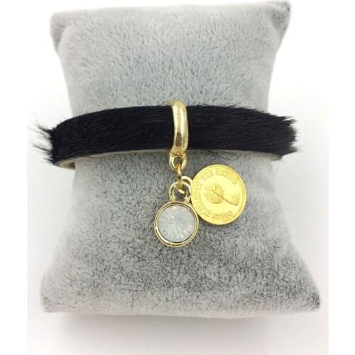 2015 New European Jewelry Suppliers leather Bangle Pearl charm bracelet for women